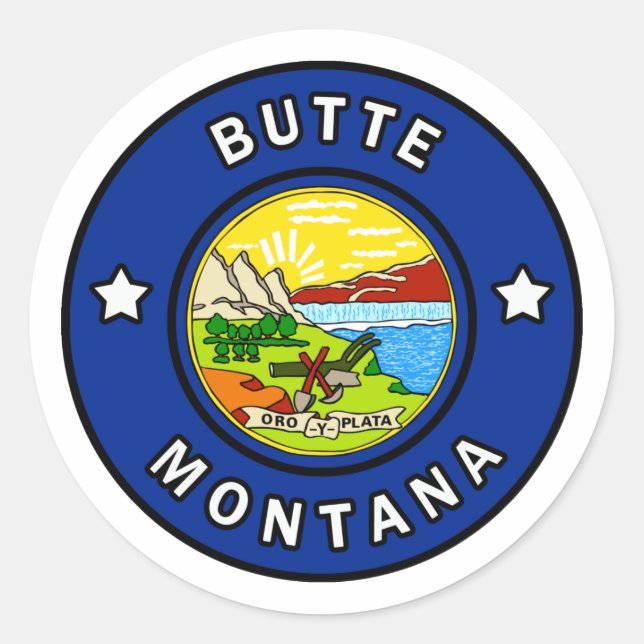 Pegatina Redonda Butte Montana (Anverso)