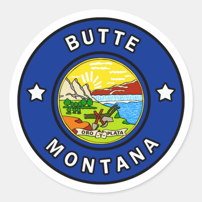 Pegatina Redonda Butte Montana (Anverso)