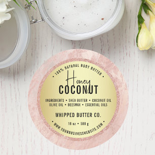 Pegatina Redonda Butter corporal minimalista Pequeña empresa Rosa