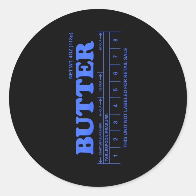 Pegatina Redonda Butter Stick - Blue Funny  (Anverso)