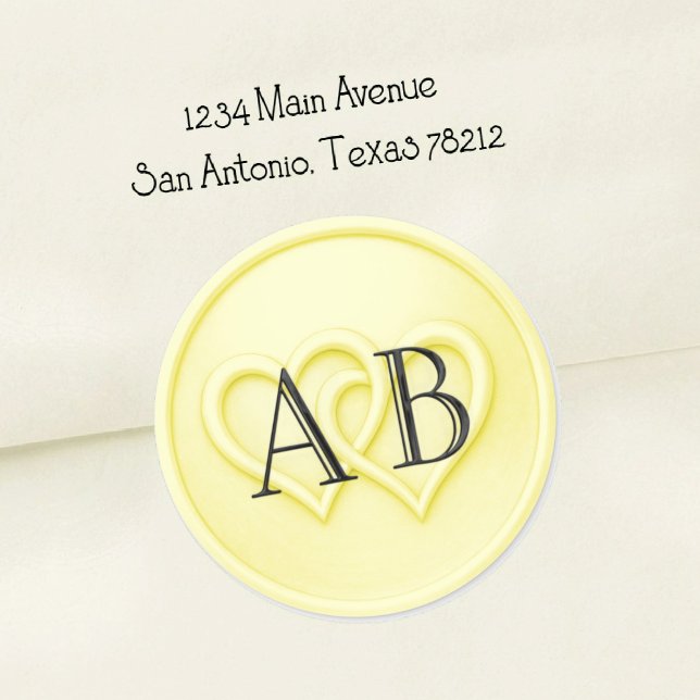 Pegatina Redonda Butter Two Hearts Black Initials Wedding (Subido por el creador)