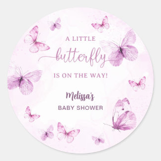 Pegatina Redonda Butterfly Baby Shower