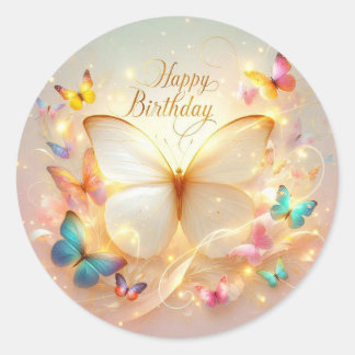 Pegatina Redonda Butterfly birthday sticker 