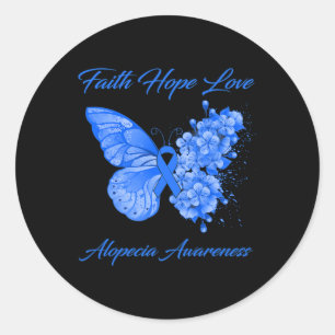 Pegatina Redonda Butterfly Faith Hope Love Alopecia Conciencia