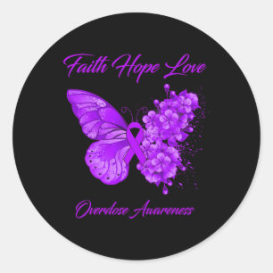 Pegatina Redonda Butterfly Faith Hope Love Excesiva Conciencia