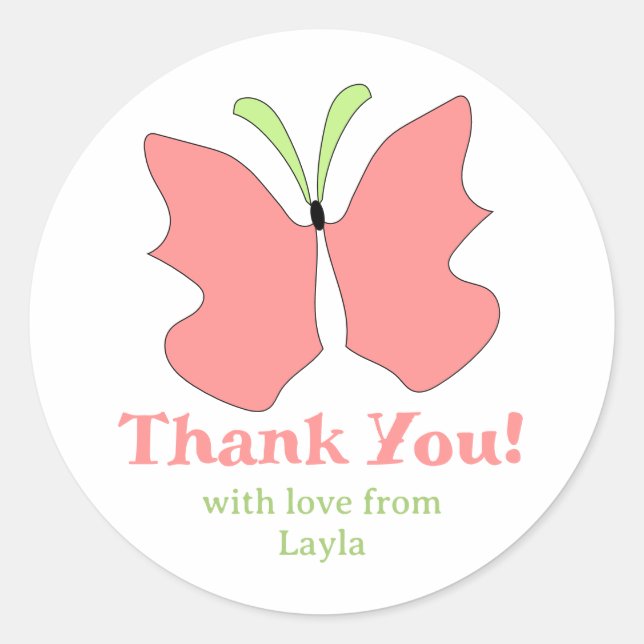 Pegatina Redonda Butterfly Fiesta Thankyou (Anverso)