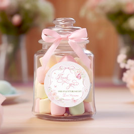 Pegatina Redonda Butterfly Floral Thank You Fluttering By