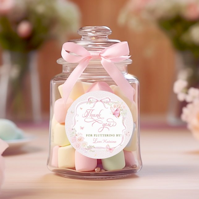 Pegatina Redonda Butterfly Floral Thank You Fluttering By  (Subido por el creador)