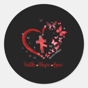 Pegatina Redonda Butterfly Heart Faith Hope Love Sickle Cell Awaren