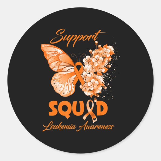 Pegatina Redonda Butterfly Support Squad Leukemia Awareness  (Anverso)