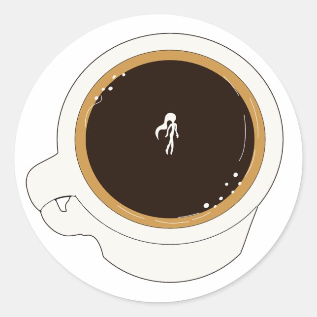 Pegatina Redonda Buzo de Taza de Café (Anverso)