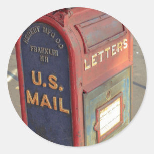 Pegatina Redonda Buzón del vintage