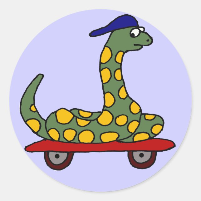 Pegatina Redonda BX- Funny Boa Skateboarding Pegatinas (Anverso)