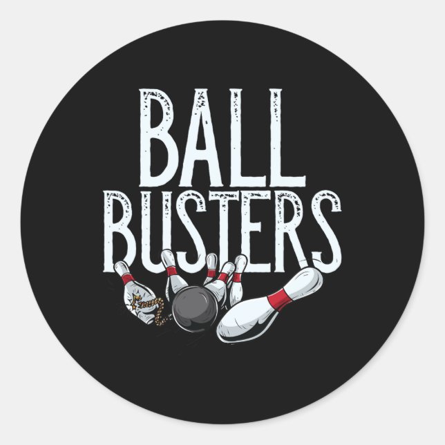 Pegatina Redonda Byll Busters Bowling (Anverso)