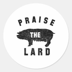 Pegatina Redonda Byrbecue Tees - Elogiar a Lard - Bbq - Gris mascul