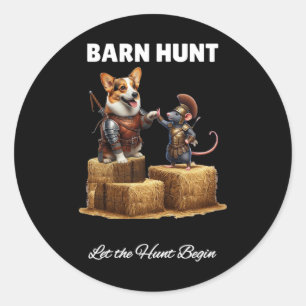 Pegatina Redonda Byrn Hunt Lover - Rata Guerrera Y Perro Corgi