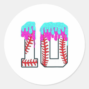 Pegatina Redonda Bysebyll Drip 10 años 10th Birthday Boy Jersey