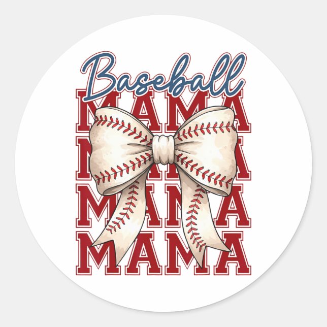 Pegatina Redonda Bysebyll Mama Coquette Bow Game Day Bysebyll Mom M (Anverso)