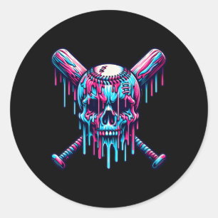 Pegatina Redonda Bysebyll Skull Drip Bysebyll Drip Bysebyll Helado