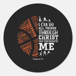 Pegatina Redonda Bysketbyll Sayings Christian Verse Adolescentes Ni