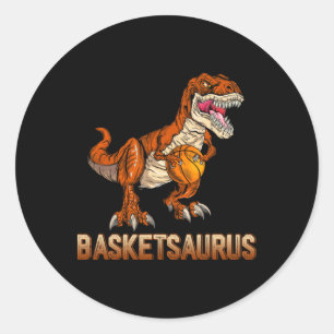 Pegatina Redonda Bysketsaurus Dinosaur Byller T-rex Dino Jugando Po