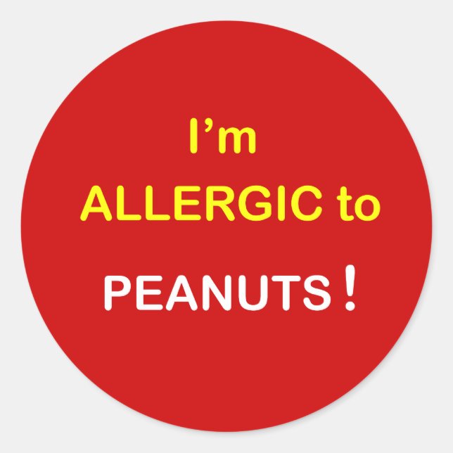 Pegatina Redonda c8 - Soy alérgico - PEANUTS. (Anverso)