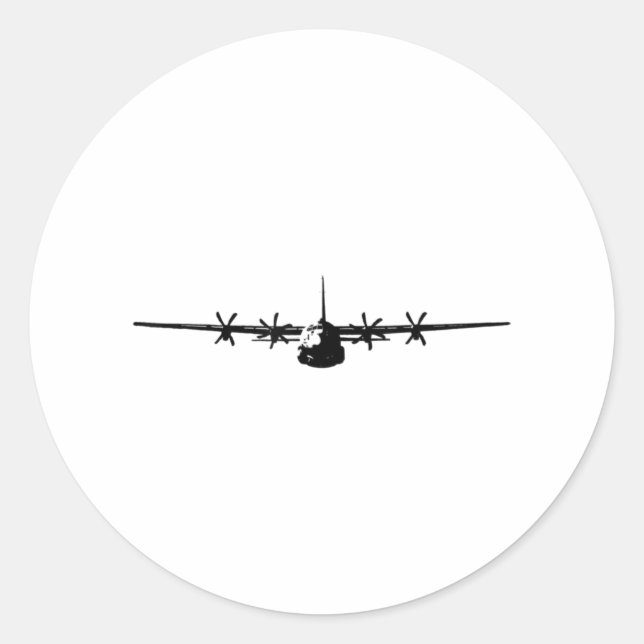 Pegatina Redonda C-130 Hercules Military Aircraft (Anverso)