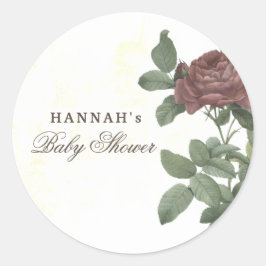 Pegatina Redonda C Floral Rústico Burgundy Marsala Minimalista Mode