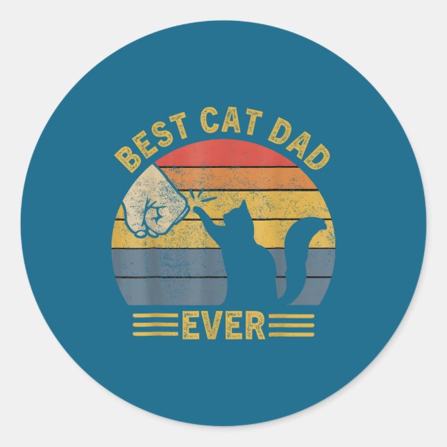 Pegatina Redonda Ca Men Cat Dad Ever Funny Cat Lover Gift  (Anverso)