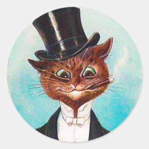 Pegatina Redonda Caballero, Louis Wain