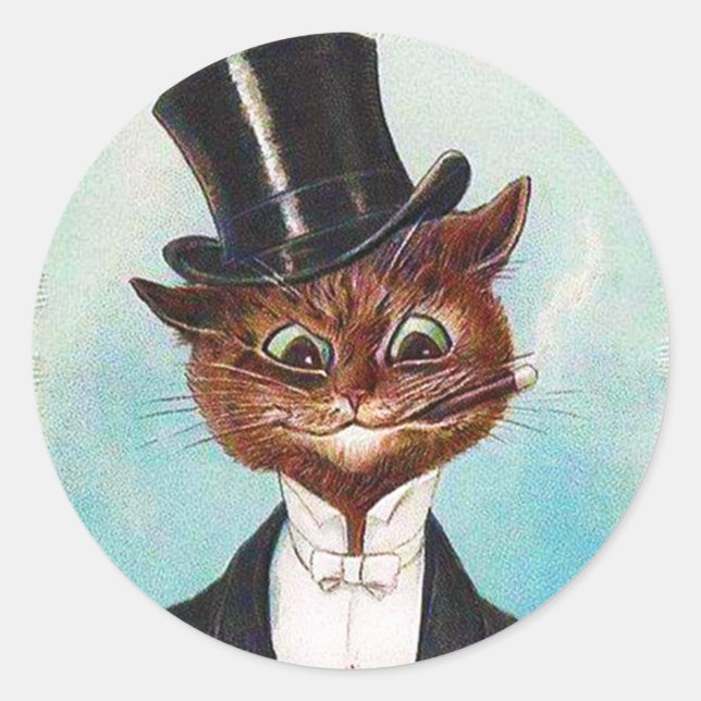 Pegatina Redonda Caballero, Louis Wain (Anverso)