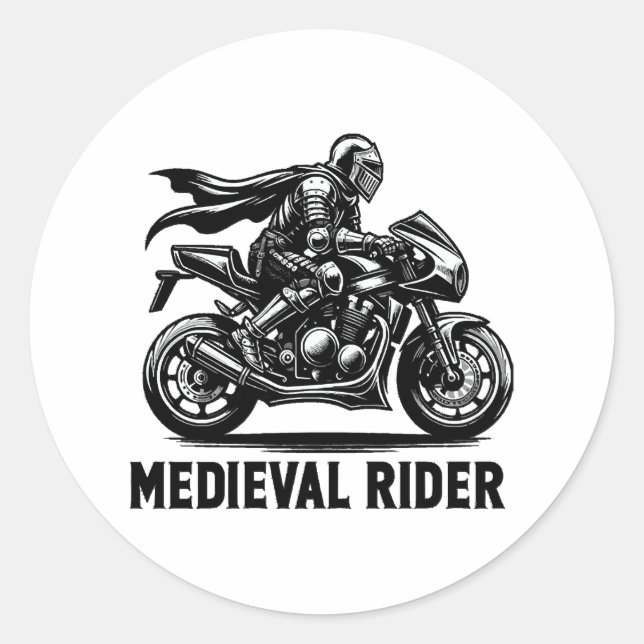 Pegatina Redonda caballero medieval (Anverso)