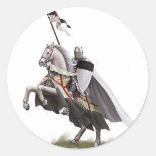 Pegatina Redonda Caballero montado Templar