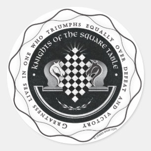 Pegatina Redonda Caballeros de la mesa cuadrada - Cita de grandeza