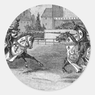 Pegatina Redonda Caballeros medievales Jousting