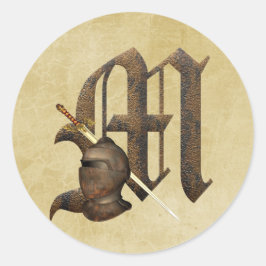 Pegatina Redonda Caballeros Rustos Iniciales M