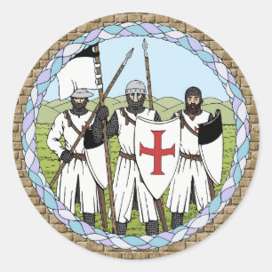 Pegatina Redonda Caballeros Templarios medievales