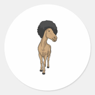 Pegatina Redonda Caballo Afro
