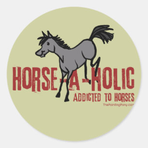 Pegatina Redonda Caballo Aholic