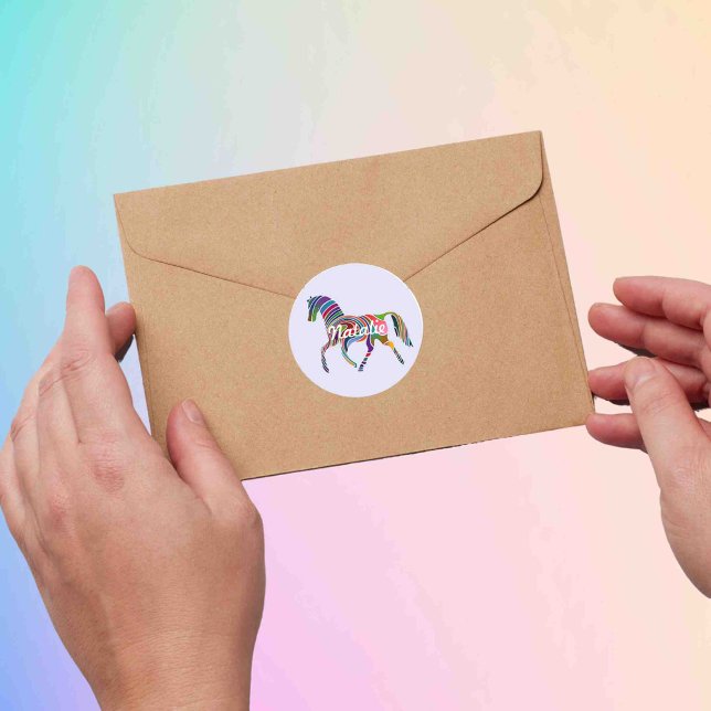 Pegatina Redonda Caballo arcoíris personalizado (Subido por el creador)