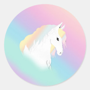 Pegatina Redonda Caballo arcoiris Unicornio