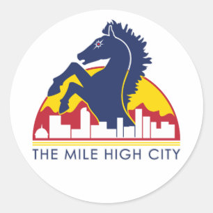 Pegatina Redonda Caballo azul de Mile High City