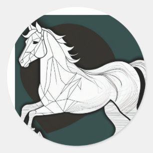 Pegatina Redonda caballo blanco