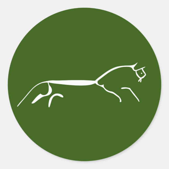 Pegatina Redonda Caballo blanco Uffington engaño del símbolo geogly (Anverso)
