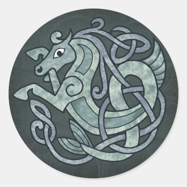 Pegatina Redonda Caballo Celta (Anverso)