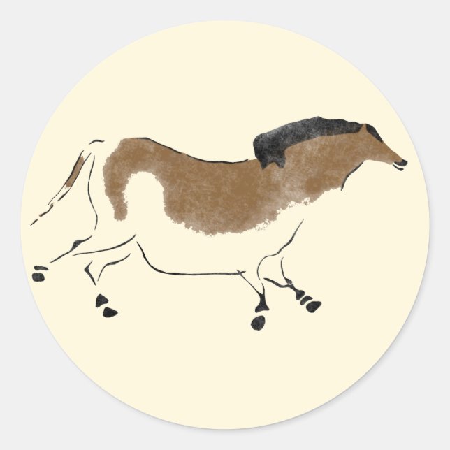 Pegatina Redonda Caballo chino (Anverso)