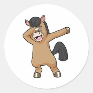 Pegatina Redonda Caballo con baile de hip hop