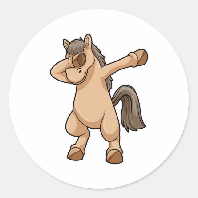Pegatina Redonda Caballo con baile de hip hop (Anverso)