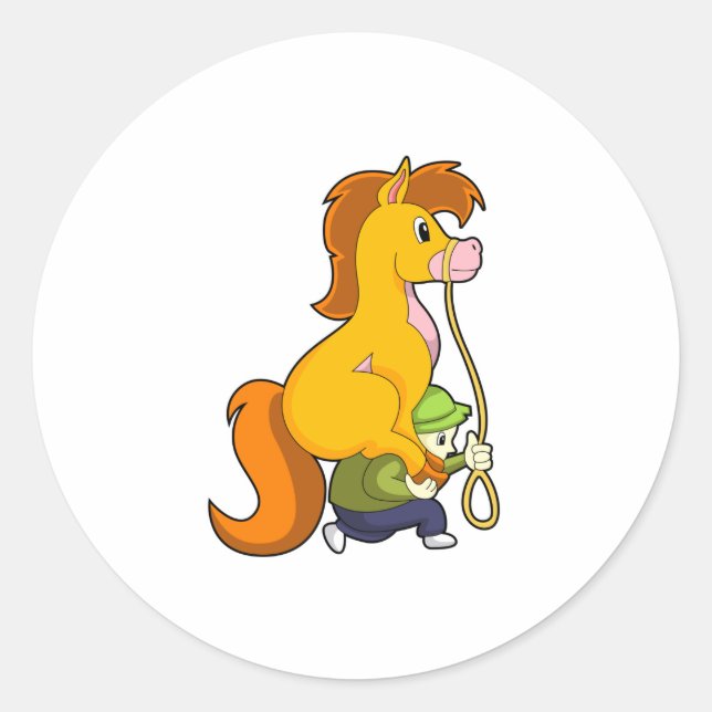 Pegatina Redonda Caballo con Boy.PNG (Anverso)