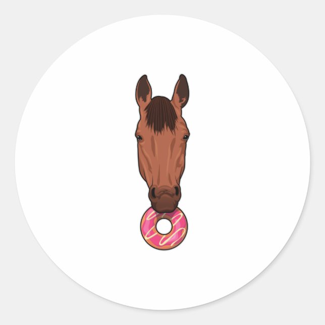 Pegatina Redonda Caballo con donut (Anverso)
